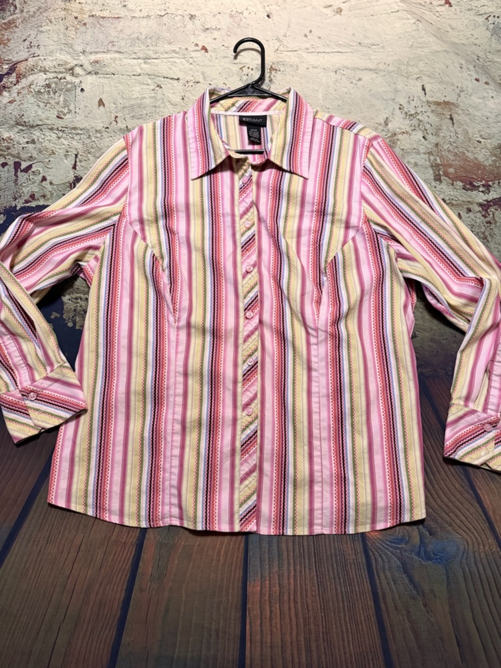 Lane Bryant Pink and Cream Striped Button-Down Vintage Shirt